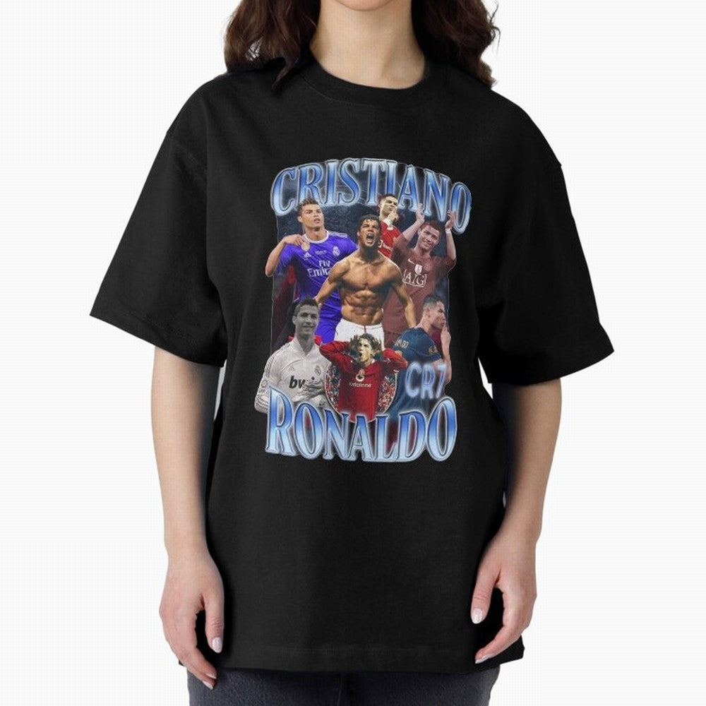 Cristiano Ronaldo GOAT Oversized T-Shirt Celebrate Unforgettable Nights in Global Football Passion for FIFA World Cup 2026, Filled with Neymar, Haaland and Cristiano Ronaldo, Argentina, France and Brazil, Champion Mindset, Group Stage Buzz,