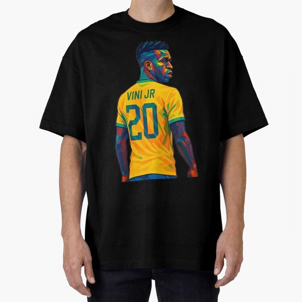 Vini Jr. Oversized T-Shirt Stand Proud for FIFA World Cup 2026 Spirit, Built around Netherlands, Mbappe, Sports Nostalgia, International Competition, Famous Players and Unforgettable Victories; Great for Watch Parties, Sports Bars, Family Nights,
