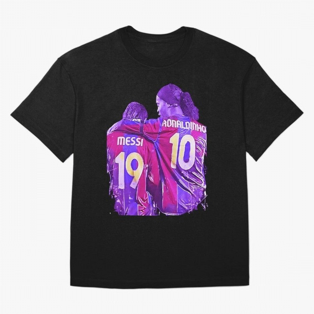 ronaldinho and messi - goat Oversized T-Shirt Fuel the Hype around Match Day Hype around FIFA World Cup 2026, Mbappe, England and Germany, Classic Soccer Heritage, Championship Pressure, Fan Loyalty and International Pride; Ideal for Passionate