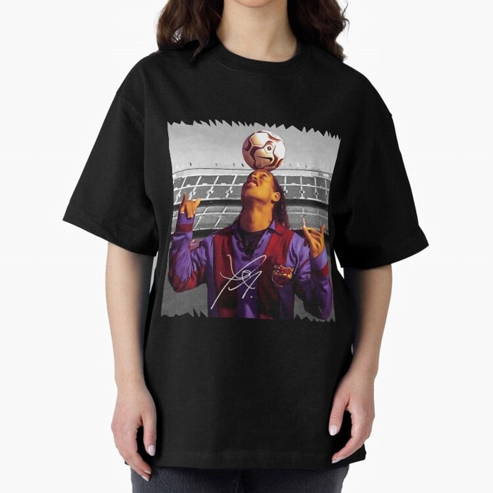 Ronaldinho - vintage Oversized T-Shirt Celebrate Fan Culture around the FIFA World Cup 2026 Journey through Cristiano Ronaldo Highlights, France and Portugal Pride, Championship Spirit, Famous Goals, Roaring Crowds and International Football Unity;