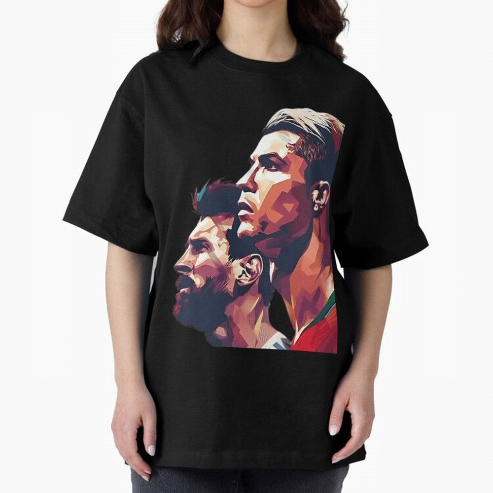 ronaldo and messi - Goat Oversized T-Shirt Create FIFA World Cup 2026 Group Stage for Fans of Messi, Neymar and Mbappe and Argentina and Brazil, Bringing Football History, Final Match Energy, Crowd Noise and Once in a Lifetime Moments; Made for