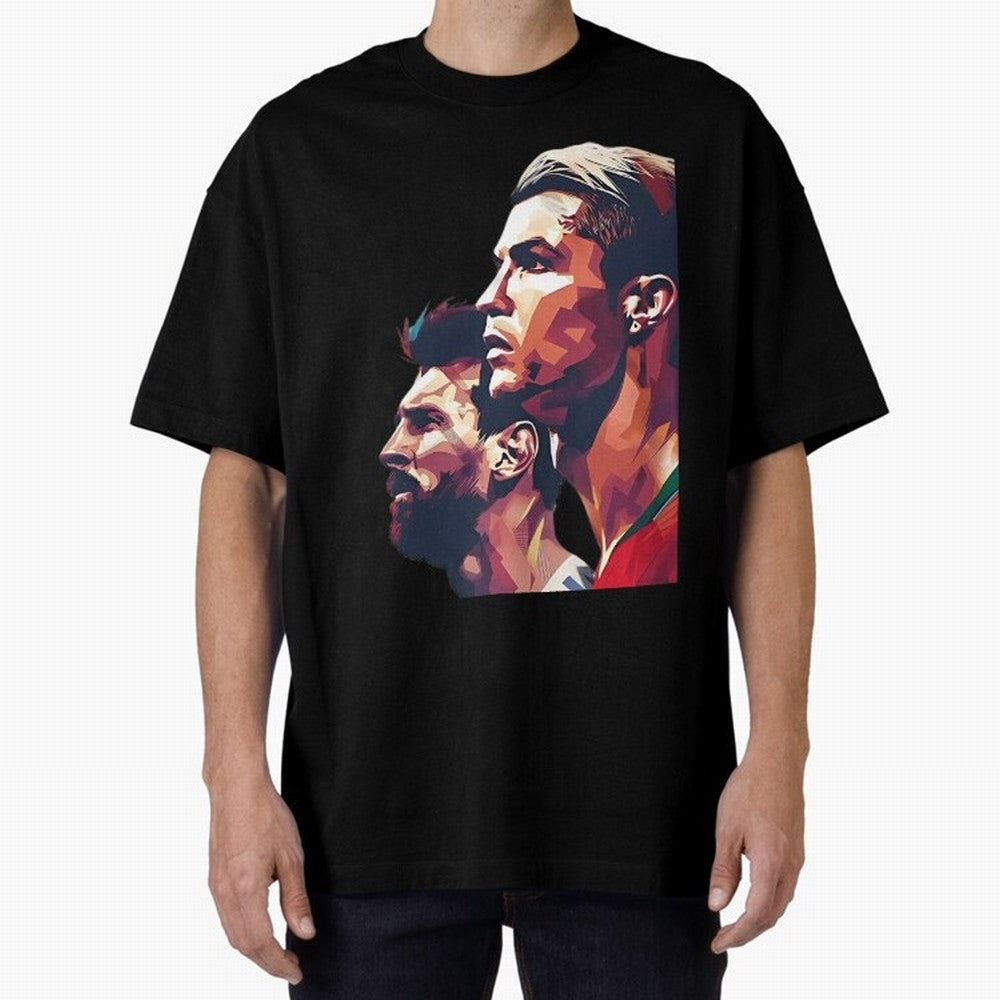 ronaldo and messi - Goat Oversized T-Shirt Create FIFA World Cup 2026 Group Stage for Fans of Messi, Neymar and Mbappe and Argentina and Brazil, Bringing Football History, Final Match Energy, Crowd Noise and Once in a Lifetime Moments; Made for