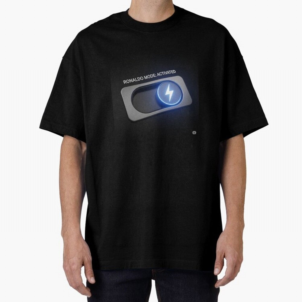 Ronaldo Mode: Activated ¨C Power Switch Football Art Oversized T-Shirt Bring Champion Energy into the FIFA World Cup 2026 Group Stage Journey through Messi, CR7 and Mbappe Highlights, France Pride, Football Passion, Legendary Performances, Festival