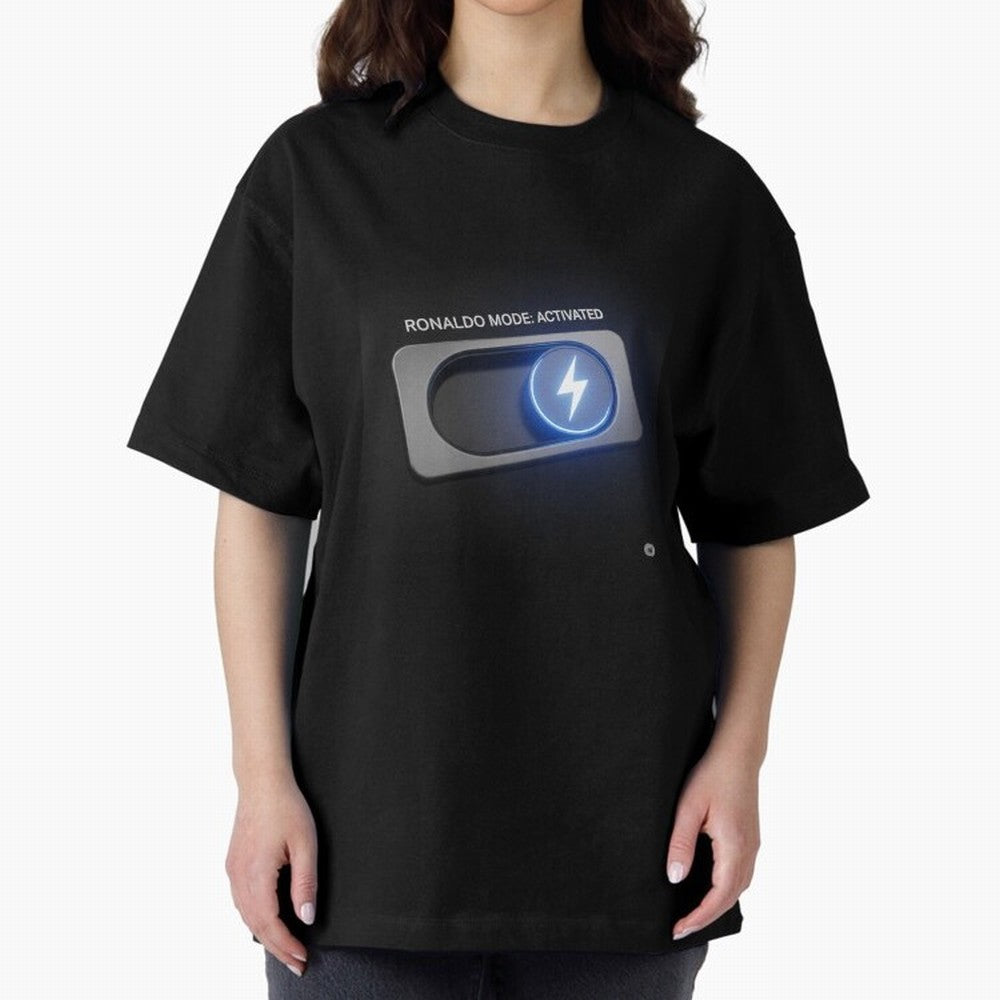 Ronaldo Mode: Activated ¨C Power Switch Football Art Oversized T-Shirt Bring Champion Energy into the FIFA World Cup 2026 Group Stage Journey through Messi, CR7 and Mbappe Highlights, France Pride, Football Passion, Legendary Performances, Festival