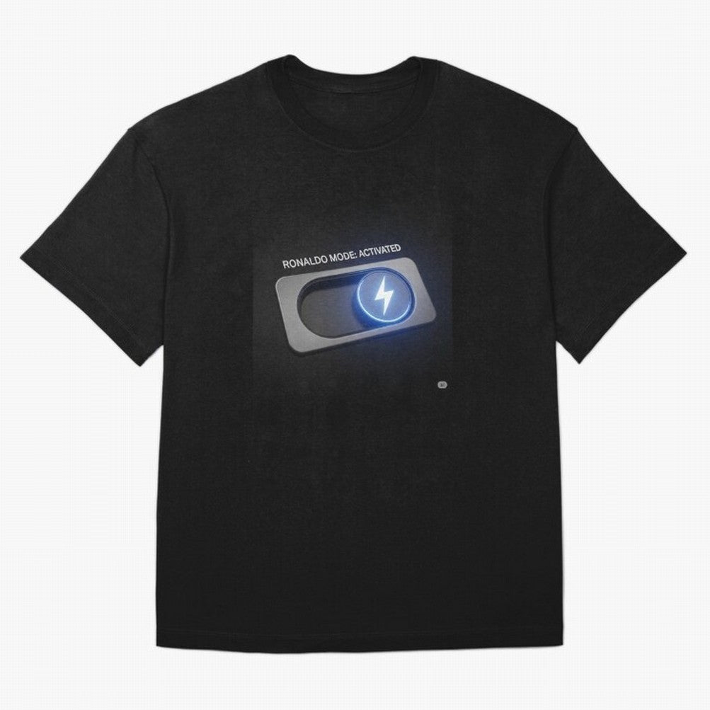 Ronaldo Mode: Activated ¨C Power Switch Football Art Oversized T-Shirt Bring Champion Energy into the FIFA World Cup 2026 Group Stage Journey through Messi, CR7 and Mbappe Highlights, France Pride, Football Passion, Legendary Performances, Festival