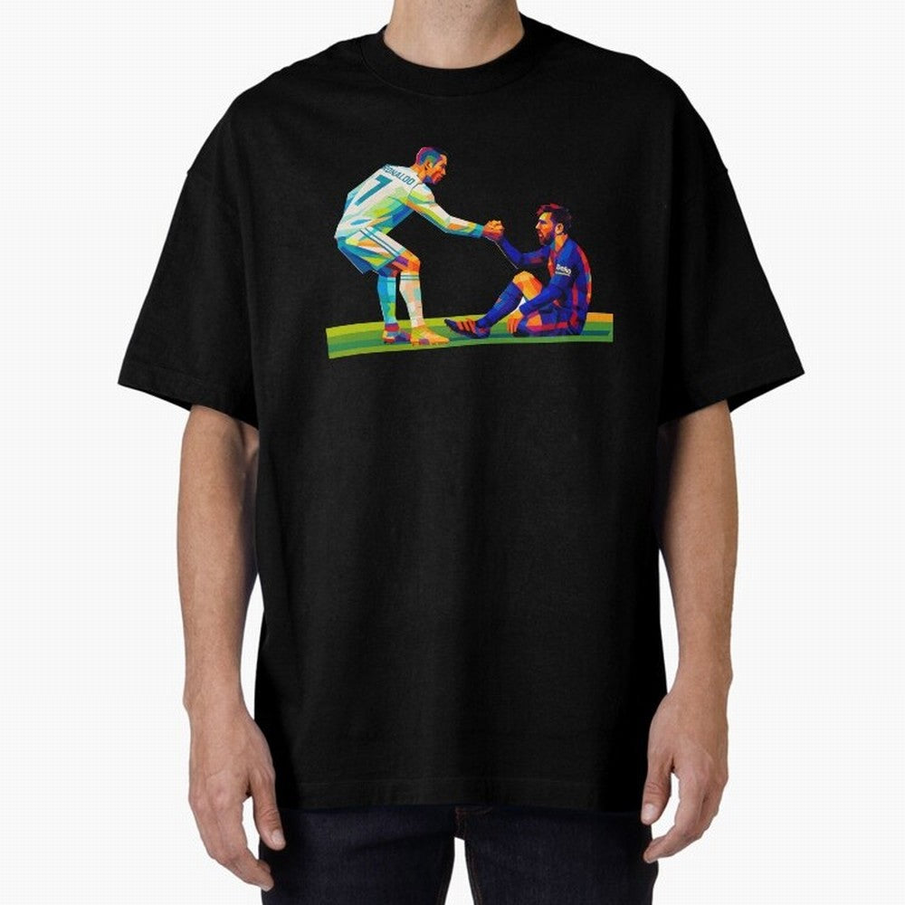 Cristiano Ronaldo & Messi Wpap Art Oversized T-Shirt Relive the Noise and Pride of FIFA World Cup 2026 Driven by Messi, CR7 and Mbappe, Germany Energy, Classic Soccer Heritage, Championship Pressure, Fan Loyalty and International Pride; Great for