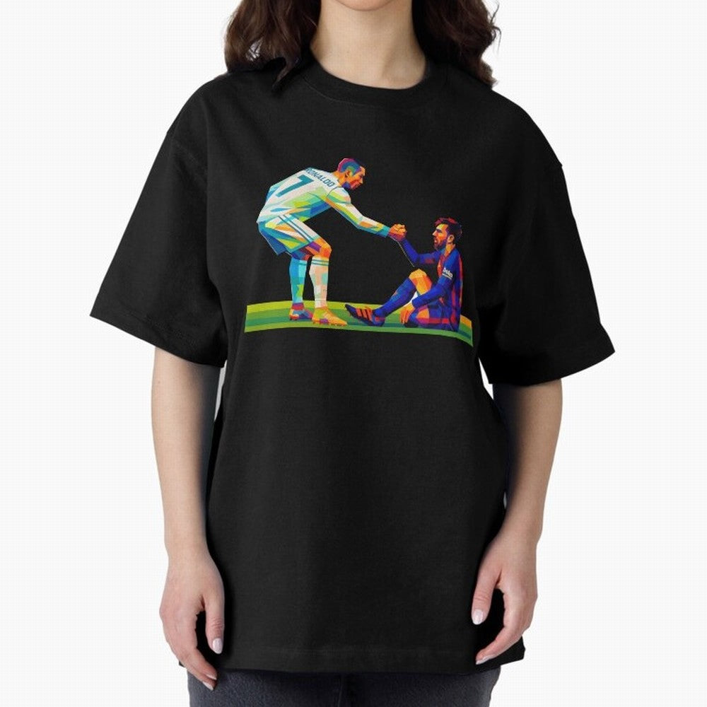 Cristiano Ronaldo & Messi Wpap Art Oversized T-Shirt Relive the Noise and Pride of FIFA World Cup 2026 Driven by Messi, CR7 and Mbappe, Germany Energy, Classic Soccer Heritage, Championship Pressure, Fan Loyalty and International Pride; Great for