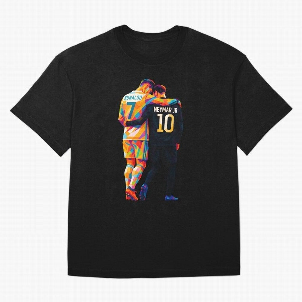 Cristiano Ronaldo & Neymar JR Wpap Art Oversized T-Shirt Honor the Beautiful Game during FIFA World Cup 2026 for Fans of Neymar and Brazil, Bringing Soccer Culture, Superstar Moments, National Team Dreams and Competitive Fire; Made for Collectors