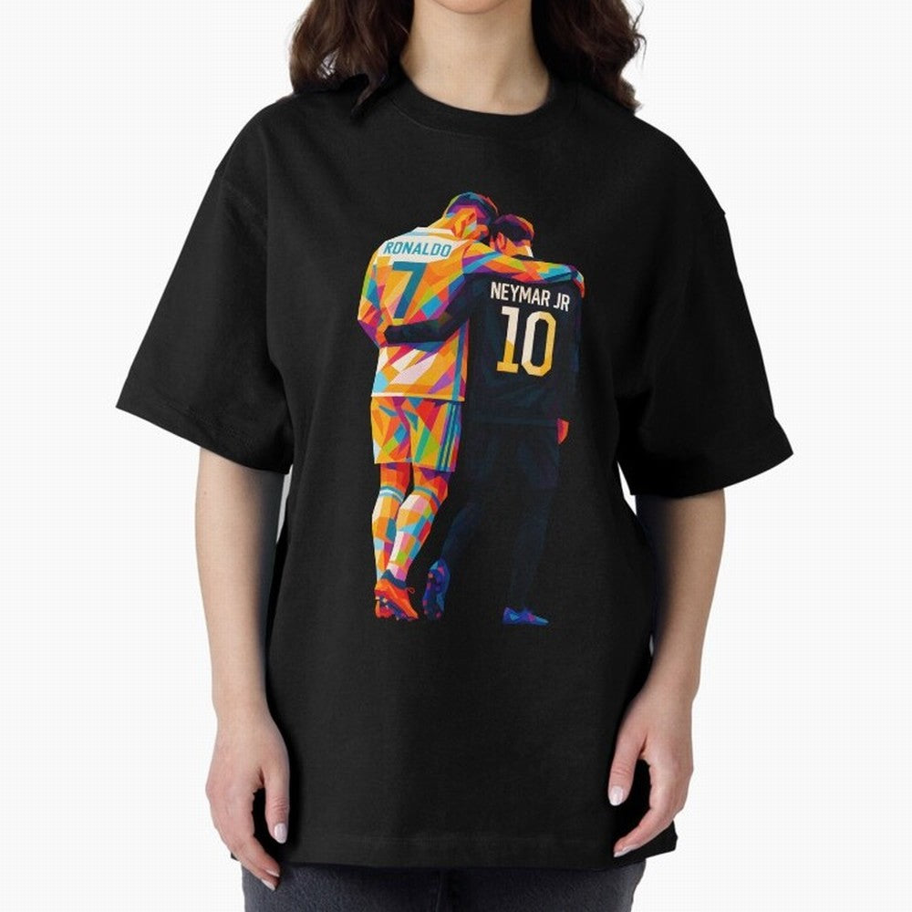 Cristiano Ronaldo & Neymar JR Wpap Art Oversized T-Shirt Honor the Beautiful Game during FIFA World Cup 2026 for Fans of Neymar and Brazil, Bringing Soccer Culture, Superstar Moments, National Team Dreams and Competitive Fire; Made for Collectors
