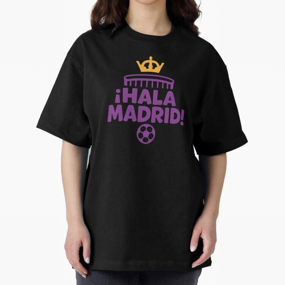 Hala Madrid Oversized T-Shirt Feel International Energy from FIFA World Cup 2026 for Fans of CR7 and Spain, Bringing Game Day Rituals, Football Legends, Country Pride and the Road to the Final; Made for Die Hard Supporters, Soccer Lovers, Game Day