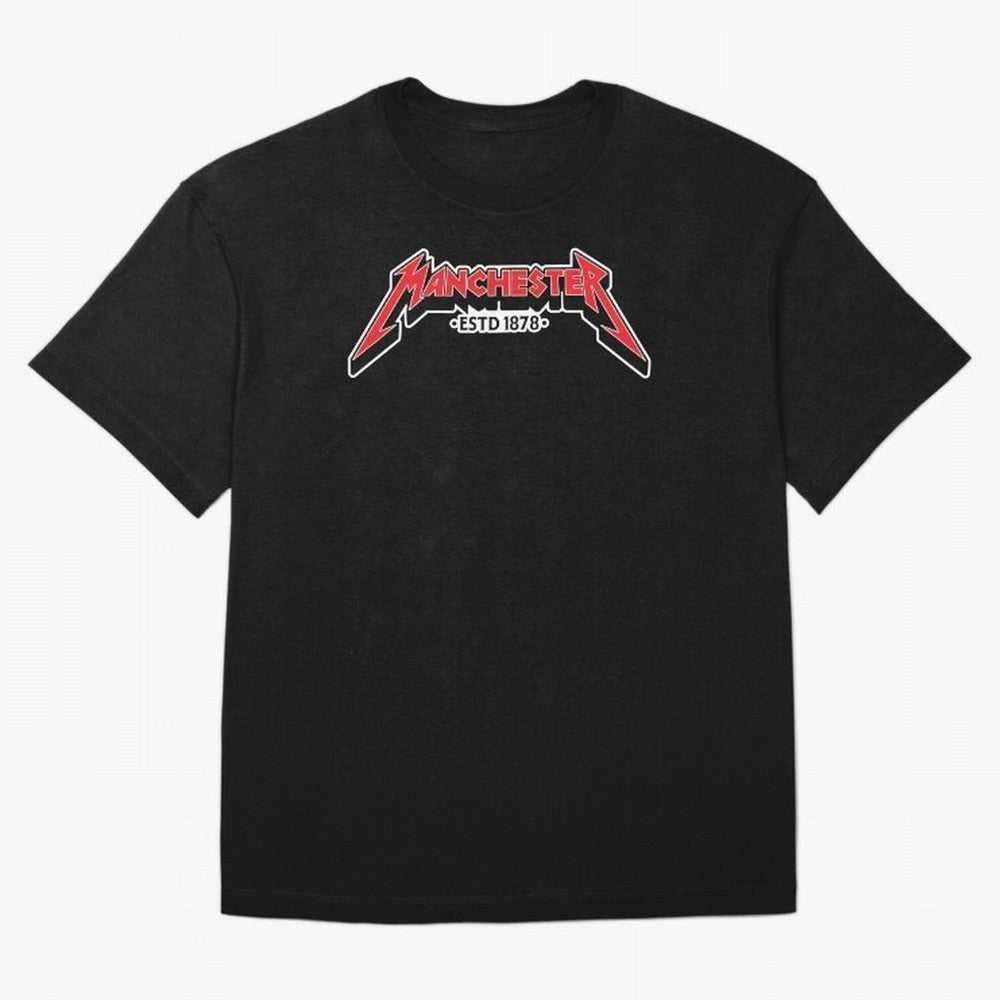 Manchester United Metal Font Oversized T-Shirt Keep the Legacy of FIFA World Cup 2026 Group Stage Spirit, Driven by Netherlands, CR7 and Messi, Championship Spirit, Famous Goals, Roaring Crowds and International Football Unity; Perfect for People