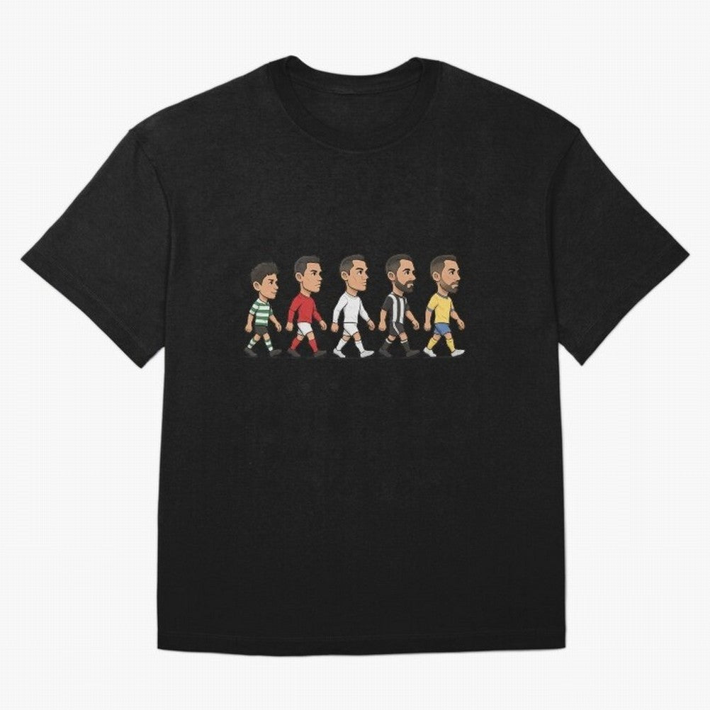 Ronaldo Evolution Sticker ¨C Cartoon Football Art from Sporting to Al-Nassr Oversized T-Shirt Feel the FIFA World Cup 2026 USA Canada Mexico Journey through Mbappe and Neymar Highlights, Germany Pride, Stadium Memories, Football Loyalty,