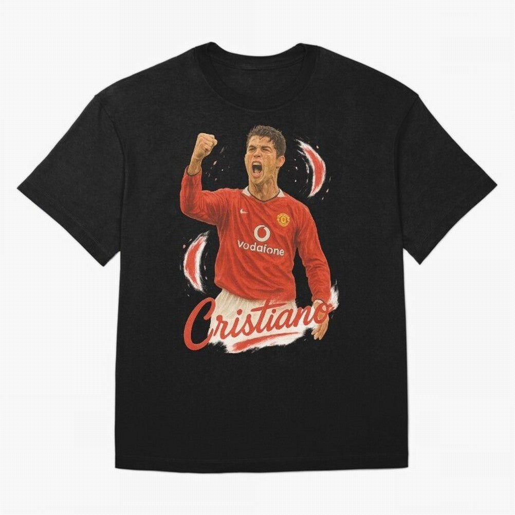Young Cristiano Ronaldo Man United Art ¨C Rising Soccer Legend Tribute	 Oversized T-Shirt Show Fan Pride Across Match Day Hype around FIFA World Cup 2026, Mbappe and Neymar, Germany, Retro Football Energy, Iconic Rivalries, Trophy Chase Drama and