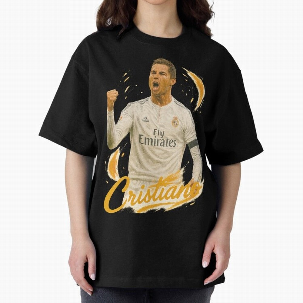 Cristiano Ronaldo Madrid Art - Iconic Soccer Legend Tribute Oversized T-Shirt Bring World Football Passion into Match Day Hype around FIFA World Cup 2026 USA Canada Mexico, CR7, Portugal, Worldwide Fan Energy, Dramatic Goals, Stadium Lights and