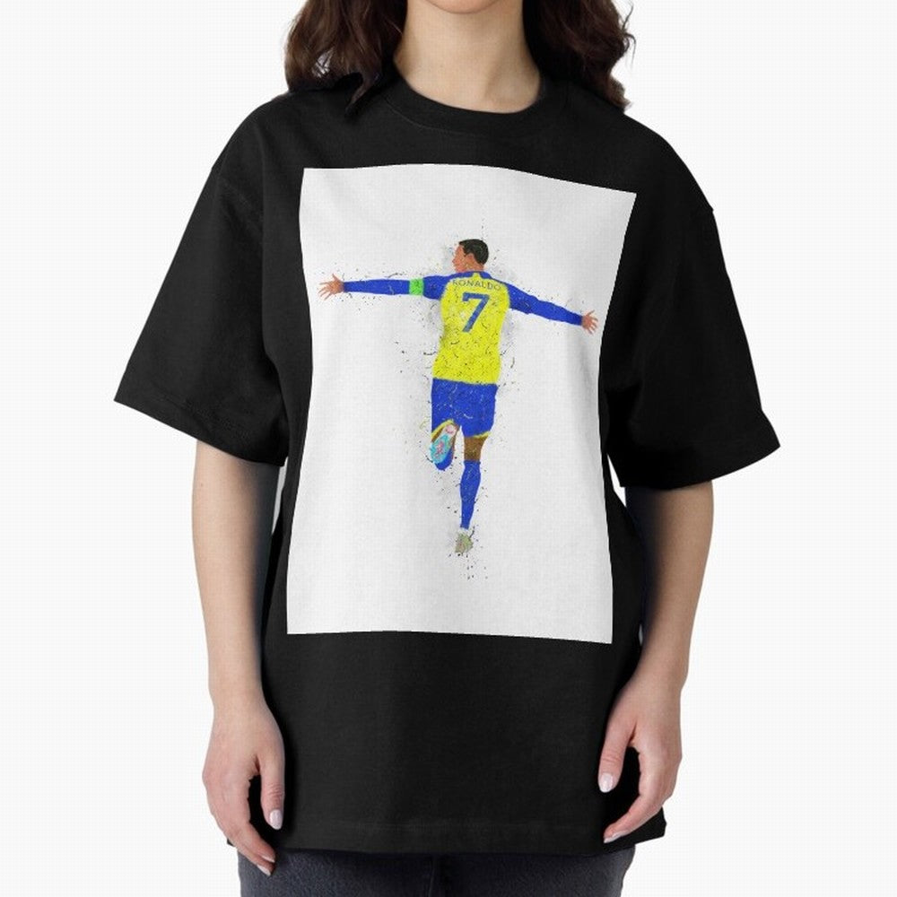 Cristiano Ronaldo Al Nassr Football Oversized T-Shirt Live for the Drama of Global Football Passion for FIFA World Cup 2026 Group Stage, Featuring Haaland and Mbappe, England, Football Passion, Legendary Performances, Festival Vibes and Supporter