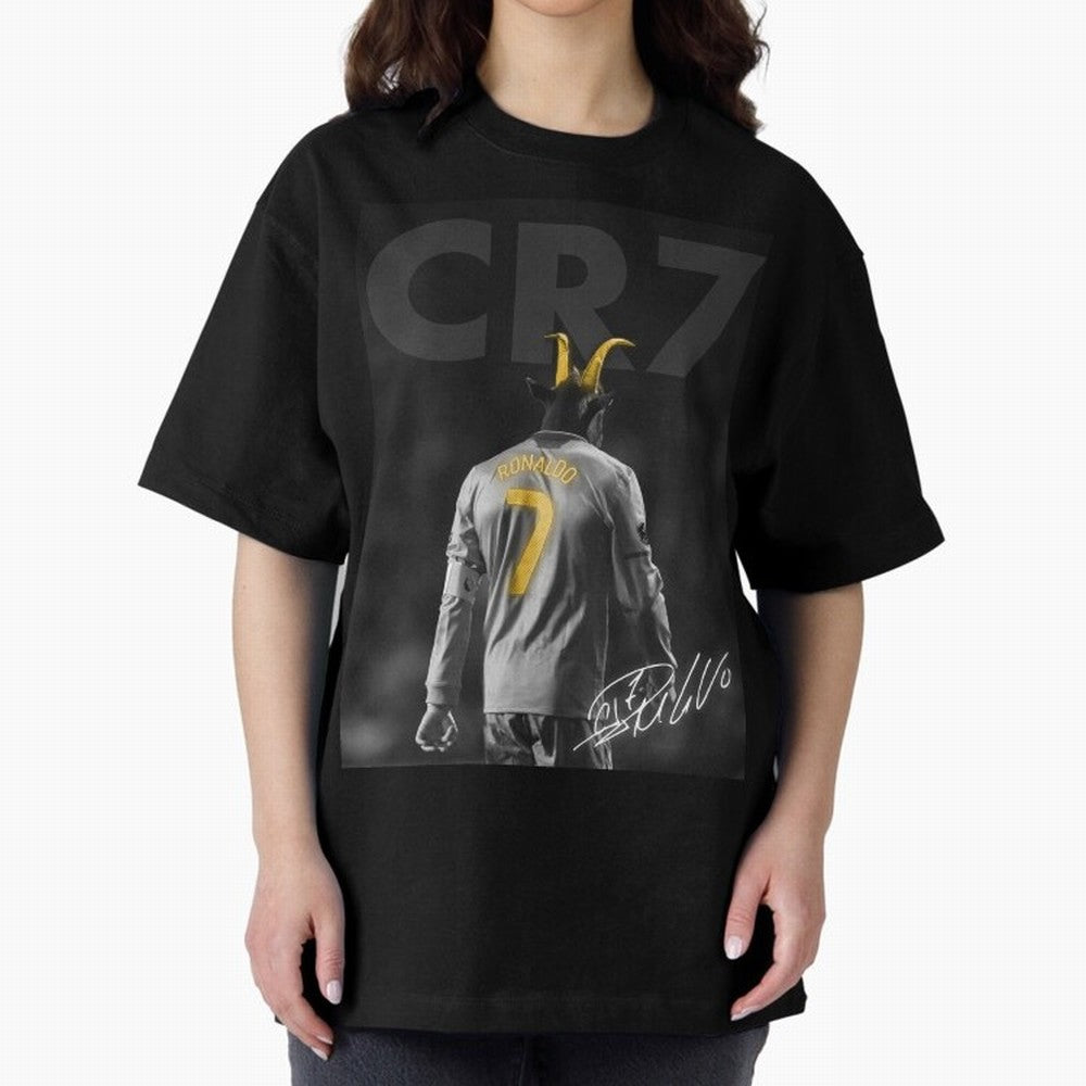 CR7 The Goat Poster Oversized T-Shirt Experience the Global Stage of FIFA World Cup 2026 USA Canada Mexico Spirit, Built around Spain, Neymar, Haaland and Cristiano Ronaldo, Global Supporter Spirit, Legendary Goals, National Colors and Tournament