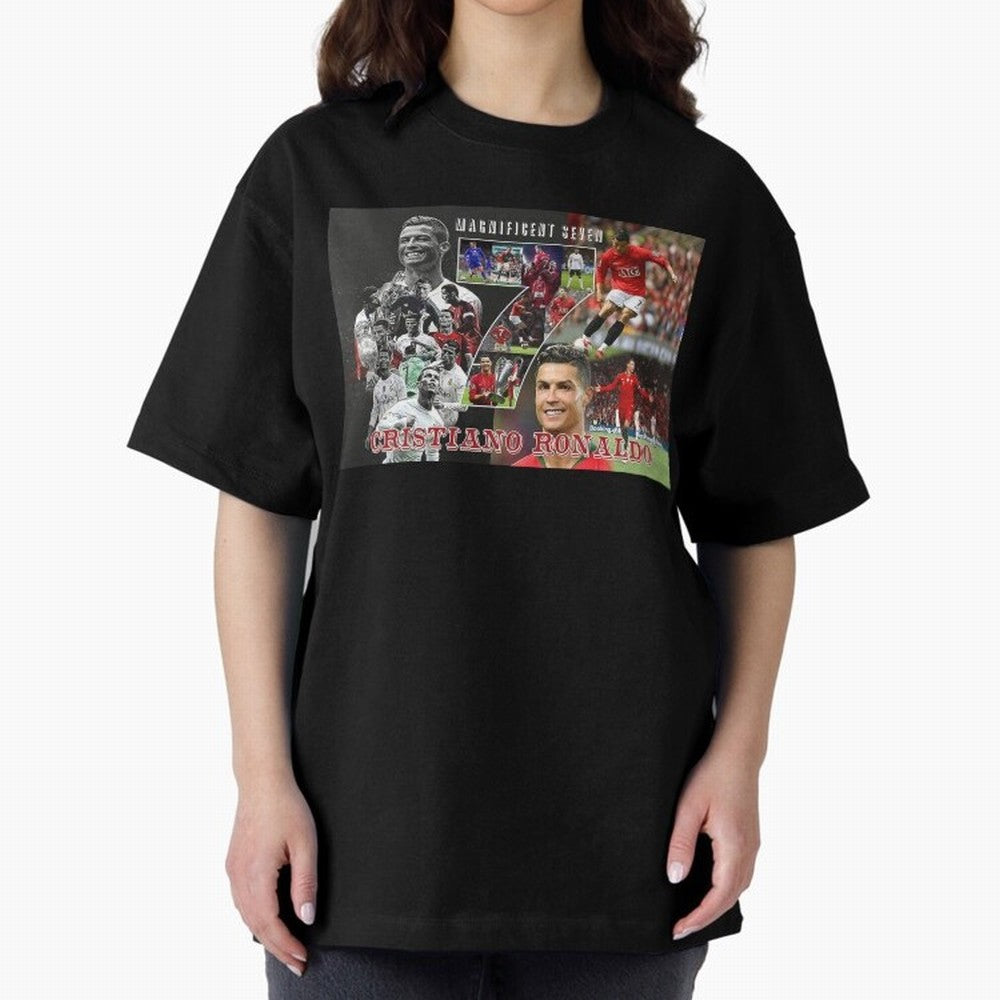 Cristiano Ronaldo - Magnificent 7 Poster Oversized T-Shirt Cheer through Every Moment of the FIFA World Cup 2026 USA Canada Mexico Journey through Neymar, Haaland and Cristiano Ronaldo Highlights, Portugal Pride, Match Day Excitement, Supporter