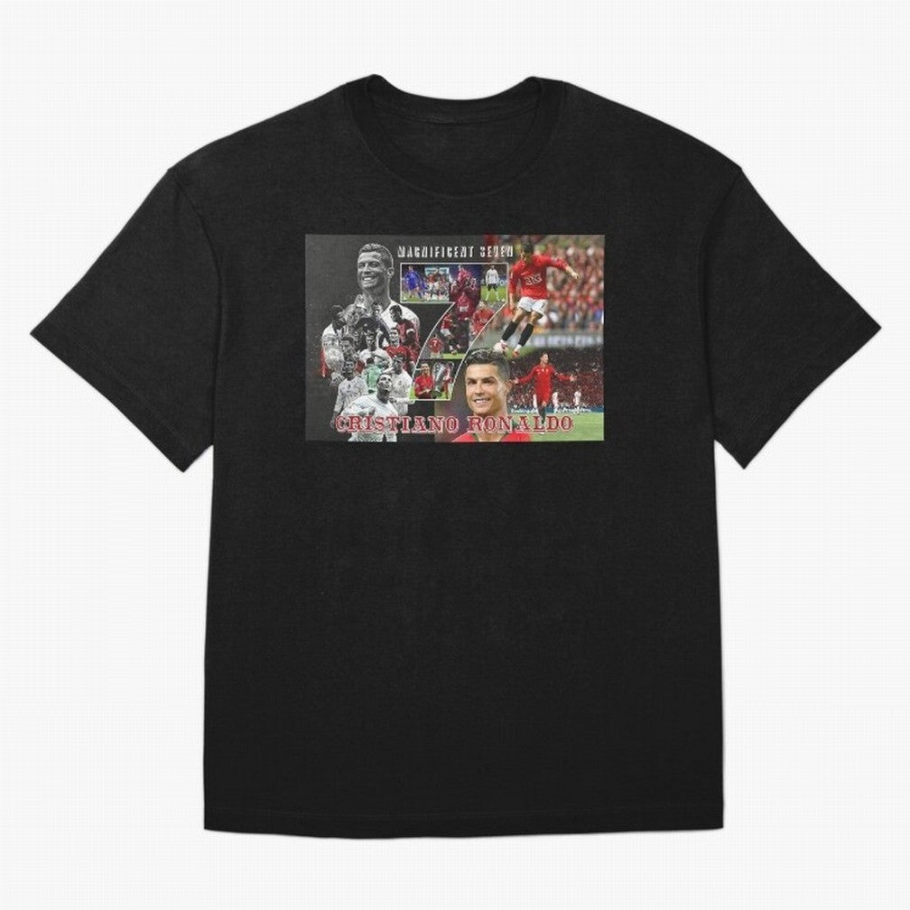 Cristiano Ronaldo - Magnificent 7 Poster Oversized T-Shirt Cheer through Every Moment of the FIFA World Cup 2026 USA Canada Mexico Journey through Neymar, Haaland and Cristiano Ronaldo Highlights, Portugal Pride, Match Day Excitement, Supporter