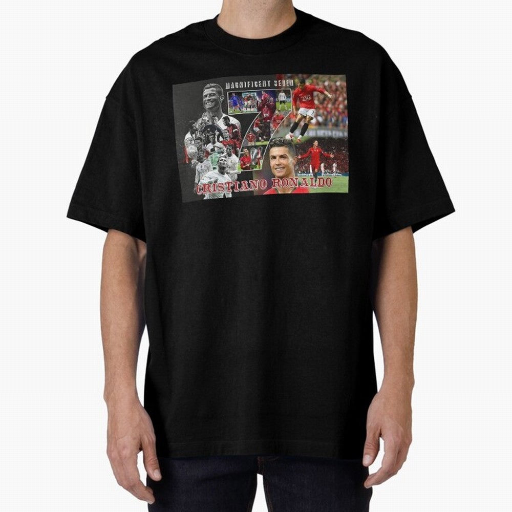 Cristiano Ronaldo - Magnificent 7 Poster Oversized T-Shirt Cheer through Every Moment of the FIFA World Cup 2026 USA Canada Mexico Journey through Neymar, Haaland and Cristiano Ronaldo Highlights, Portugal Pride, Match Day Excitement, Supporter
