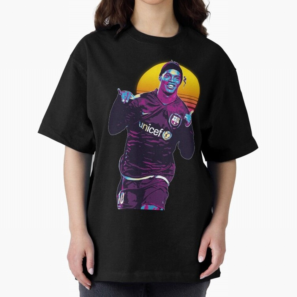 ronaldinho retro Oversized T-Shirt Bring Trophy Dreams to Match Day Hype around FIFA World Cup 2026 USA Canada Mexico, Messi, Neymar and Mbappe, Portugal, Worldwide Fan Energy, Dramatic Goals, Stadium Lights and Championship Celebrations; Ideal for