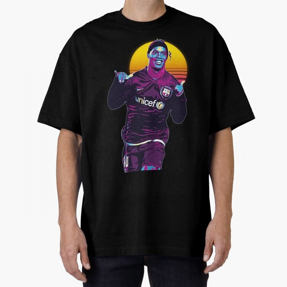 ronaldinho retro Oversized T-Shirt Bring Trophy Dreams to Match Day Hype around FIFA World Cup 2026 USA Canada Mexico, Messi, Neymar and Mbappe, Portugal, Worldwide Fan Energy, Dramatic Goals, Stadium Lights and Championship Celebrations; Ideal for