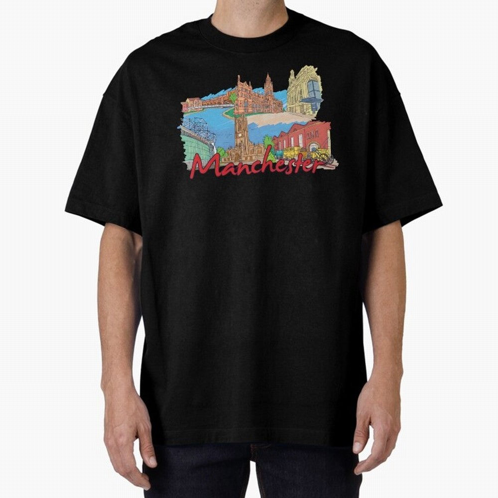 Manchester Oversized T-Shirt Back the Journey through FIFA World Cup 2026 Group Stage Spirit, Capturing France and Portugal, Messi and Cristiano Ronaldo, Worldwide Fan Energy, Dramatic Goals, Stadium Lights and Championship Celebrations; Perfect