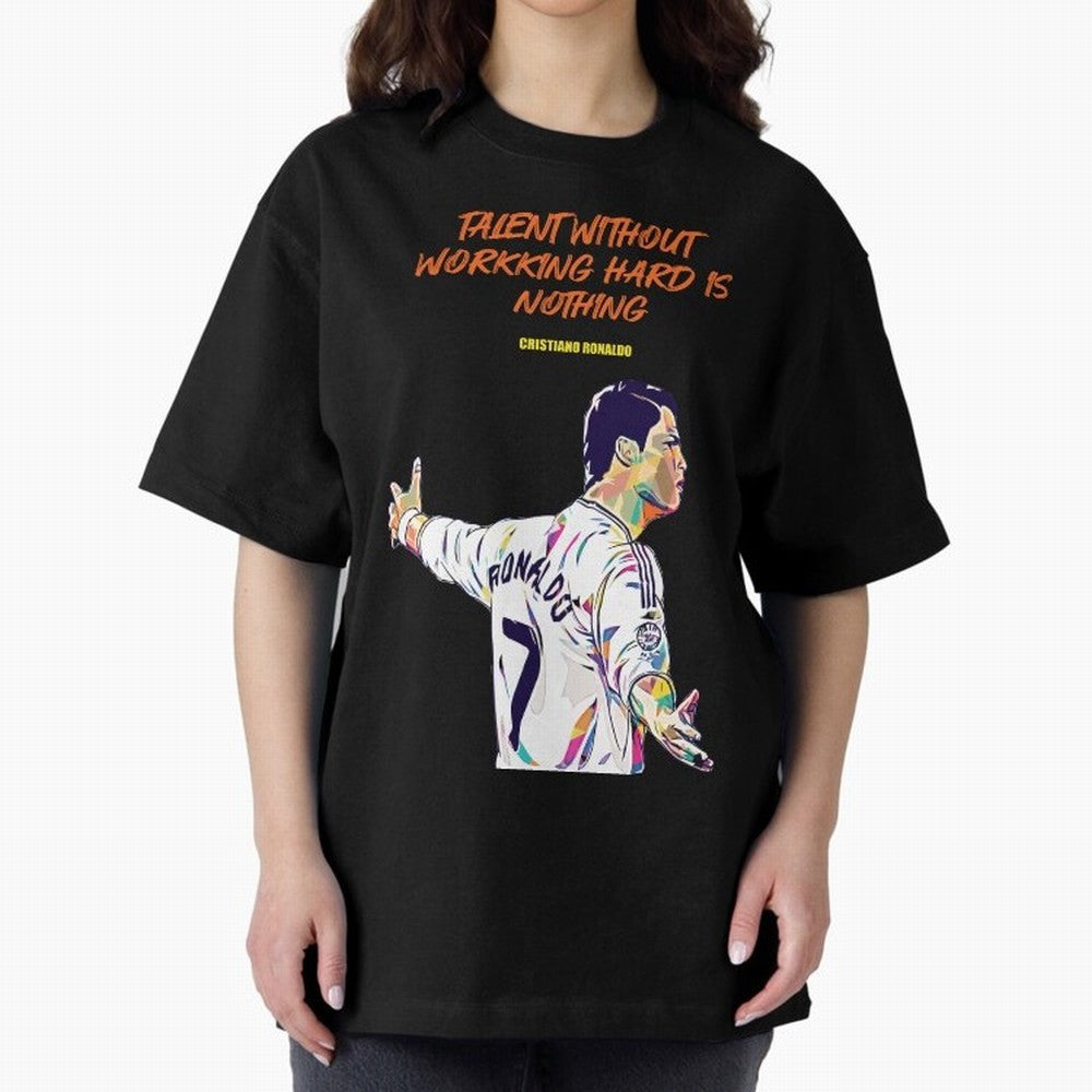 Cristiano Ronaldo Motivational Quote Oversized T-Shirt Celebrate the Next Chapter of FIFA World Cup 2026 for Fans of Haaland and Mbappe and France and Portugal, Bringing Champion Mindset, Group Stage Buzz, Knockout Tension and Passionate Fan
