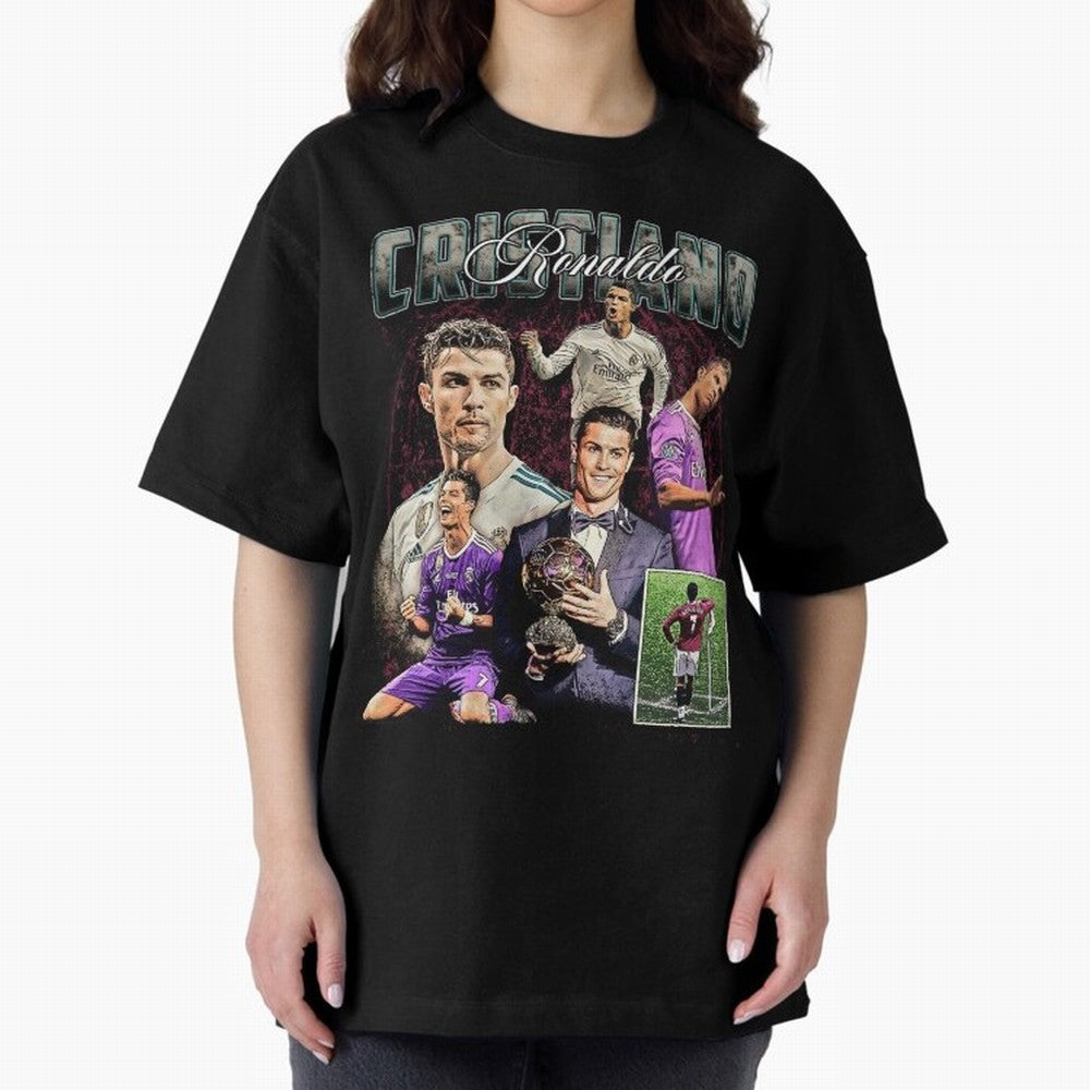 Cristiano Ronaldo Bootleg design Oversized T-Shirt Elevate Global Football Passion for FIFA World Cup 2026 Group Stage, Made for Messi, England, France and Netherlands, Stadium Memories, Football Loyalty, International Chants and Championship