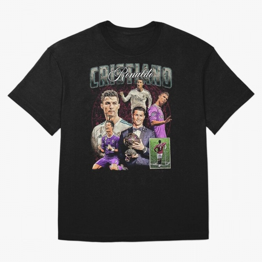 Cristiano Ronaldo Bootleg design Oversized T-Shirt Elevate Global Football Passion for FIFA World Cup 2026 Group Stage, Made for Messi, England, France and Netherlands, Stadium Memories, Football Loyalty, International Chants and Championship