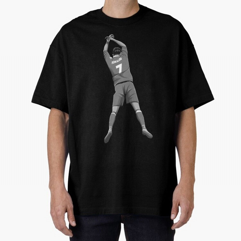 Cristiano Ronaldo Black and White Version Oversized T-Shirt Celebrate Football Heritage in the FIFA World Cup 2026 Group Stage Journey through CR7 and Messi Highlights, Argentina and Brazil Pride, Vintage Soccer Flavor, Modern Football Stars,
