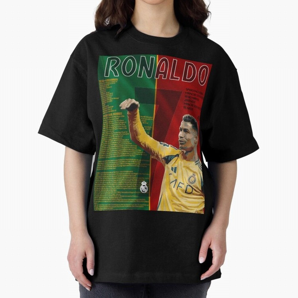 cristiano ronaldo 40th birthday tribute poster Oversized T-Shirt Show Match Day Excitement for FIFA World Cup 2026 Group Stage Capturing Messi and Cristiano Ronaldo, Portugal, Spain and Germany Energy, Global Supporter Spirit, Legendary Goals,