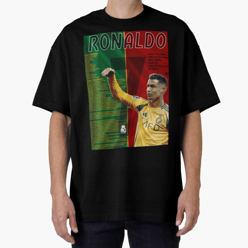 cristiano ronaldo 40th birthday tribute poster Oversized T-Shirt Show Match Day Excitement for FIFA World Cup 2026 Group Stage Capturing Messi and Cristiano Ronaldo, Portugal, Spain and Germany Energy, Global Supporter Spirit, Legendary Goals,