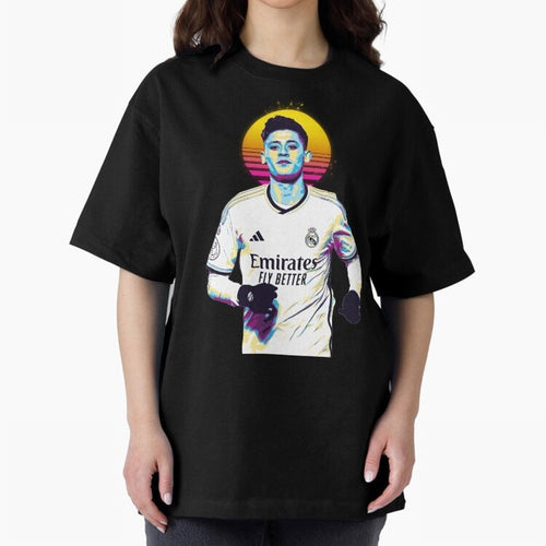 Arda Guler retro 80s Oversized T-Shirt Turn Up for Global Football Passion for FIFA World Cup 2026 USA Canada Mexico, Inspired by Messi and Cristiano Ronaldo, Brazil, Portugal and Argentina, Football Festival Excitement, Trophy Ambitions, Country