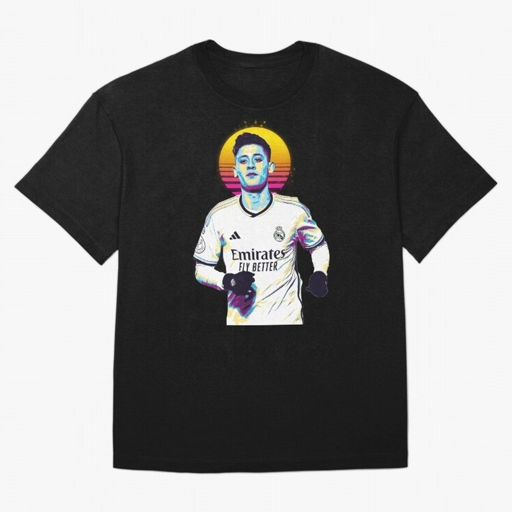 Arda Guler retro 80s Oversized T-Shirt Turn Up for Global Football Passion for FIFA World Cup 2026 USA Canada Mexico, Inspired by Messi and Cristiano Ronaldo, Brazil, Portugal and Argentina, Football Festival Excitement, Trophy Ambitions, Country