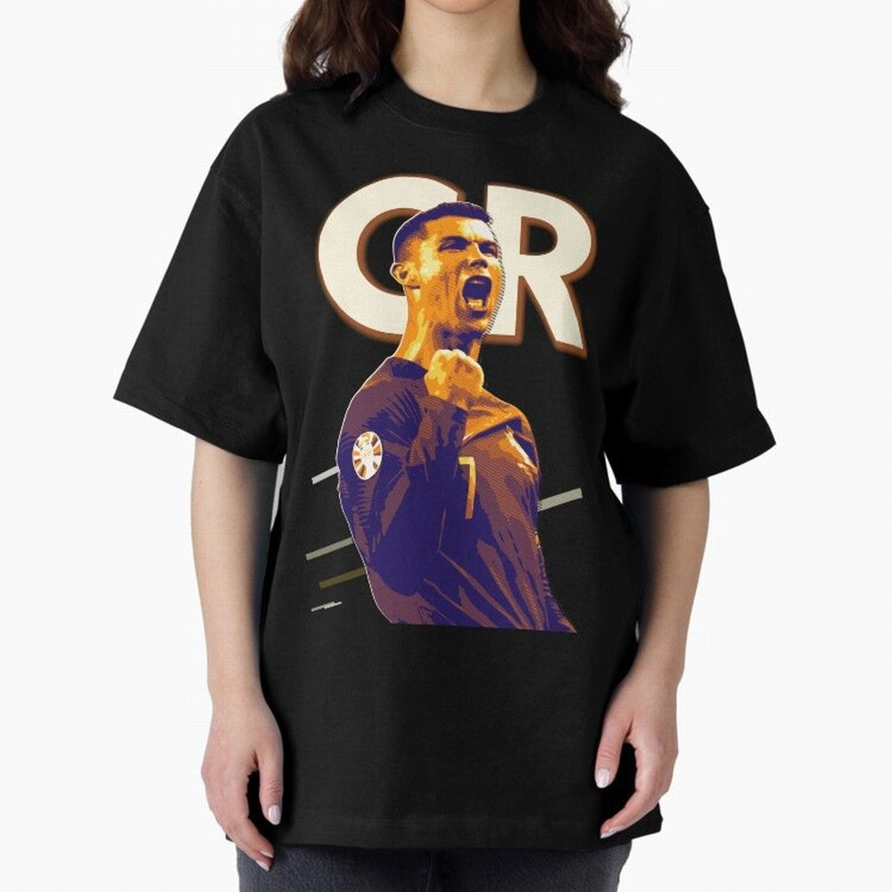Cristiano Ronaldo Oversized T-Shirt Stand Out with Spirit from Global Football Passion for FIFA World Cup 2026 Group Stage, Connected to Neymar, France and Portugal, Match Day Excitement, Supporter Culture, Golden Goals and Global Football Passion;