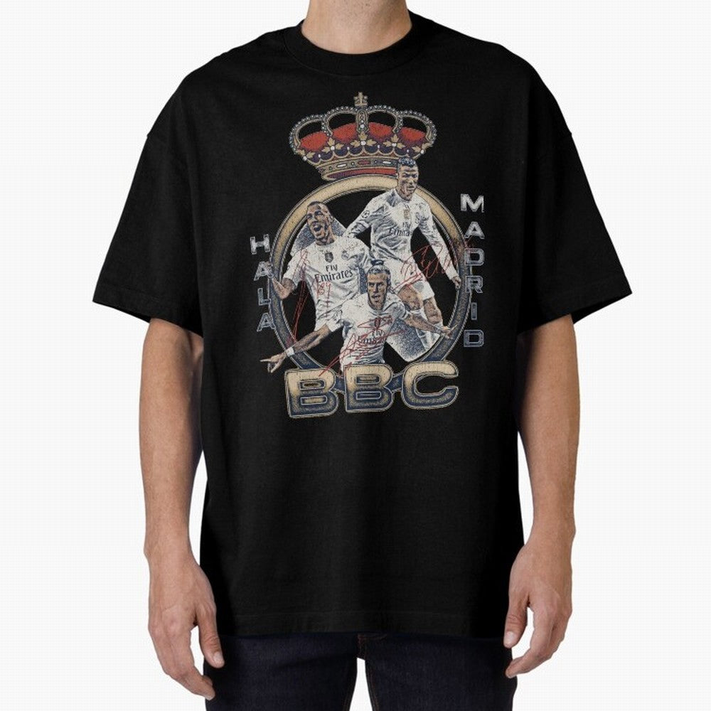 BBC of Real Madrid Oversized T-Shirt Show Passion for the Stars of FIFA World Cup 2026 USA Canada Mexico Spirit, Connected to Argentina, France and Brazil, Neymar, Haaland and Cristiano Ronaldo, Global Supporter Spirit, Legendary Goals, National