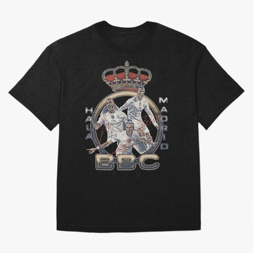 BBC of Real Madrid Oversized T-Shirt Show Passion for the Stars of FIFA World Cup 2026 USA Canada Mexico Spirit, Connected to Argentina, France and Brazil, Neymar, Haaland and Cristiano Ronaldo, Global Supporter Spirit, Legendary Goals, National