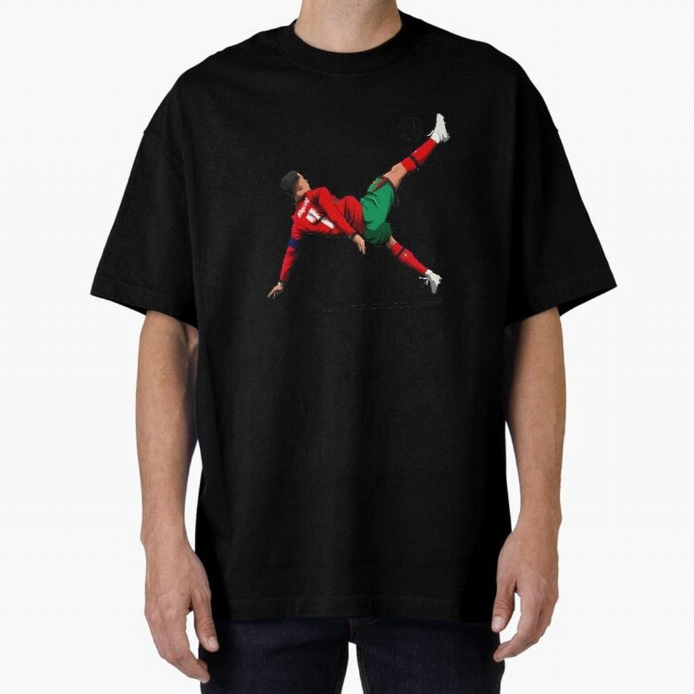 Cristiano Ronaldo 910th Goal Bicycle Kick Tribute Oversized T-Shirt Celebrate Global Passion for Global Football Passion for FIFA World Cup 2026, Filled with Neymar, Haaland and Cristiano Ronaldo, France, Stadium Chants, National Pride, Trophy