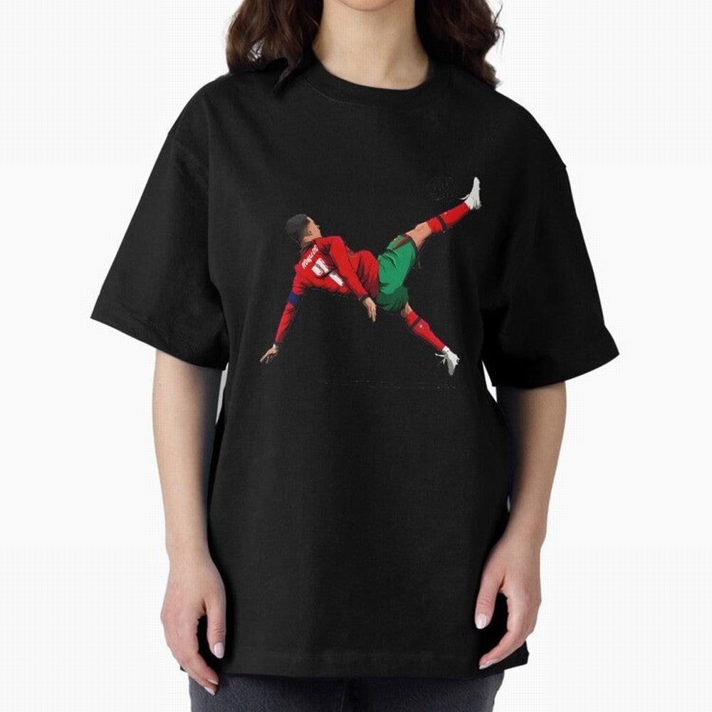 Cristiano Ronaldo 910th Goal Bicycle Kick Tribute Oversized T-Shirt Celebrate Global Passion for Global Football Passion for FIFA World Cup 2026, Filled with Neymar, Haaland and Cristiano Ronaldo, France, Stadium Chants, National Pride, Trophy