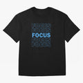 Focus Focus Focus (Blue) Oversized T-Shirt Celebrate Rivalries and Pride in Global Football Passion for FIFA World Cup 2026 USA Canada Mexico, Celebrating Messi, CR7 and Mbappe, England, France and Netherlands, Retro Football Energy, Iconic