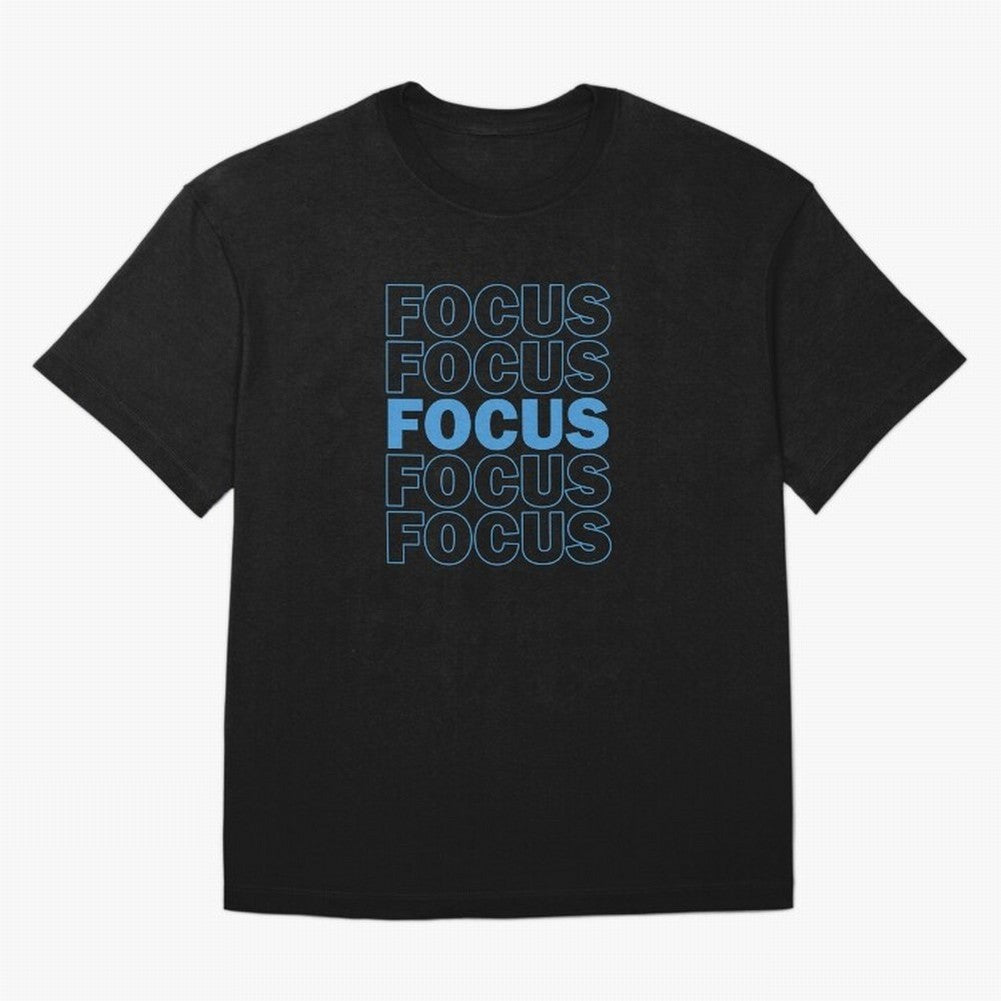 Focus Focus Focus (Blue) Oversized T-Shirt Celebrate Rivalries and Pride in Global Football Passion for FIFA World Cup 2026 USA Canada Mexico, Celebrating Messi, CR7 and Mbappe, England, France and Netherlands, Retro Football Energy, Iconic