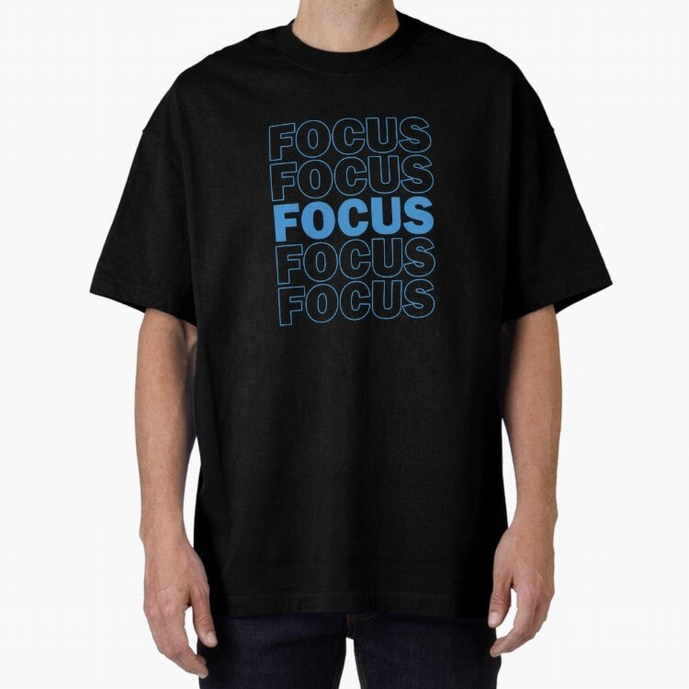 Focus Focus Focus (Blue) Oversized T-Shirt Celebrate Rivalries and Pride in Global Football Passion for FIFA World Cup 2026 USA Canada Mexico, Celebrating Messi, CR7 and Mbappe, England, France and Netherlands, Retro Football Energy, Iconic