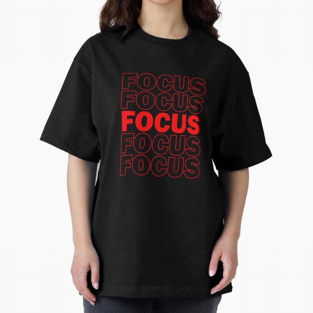 Focus Focus Focus (Red) Oversized T-Shirt Showcase FIFA World Cup 2026 USA Canada Mexico Spirit, Capturing Portugal, Spain and Germany, Neymar, Vintage Soccer Flavor, Modern Football Stars, National Flags and Final Night Emotion; Built for