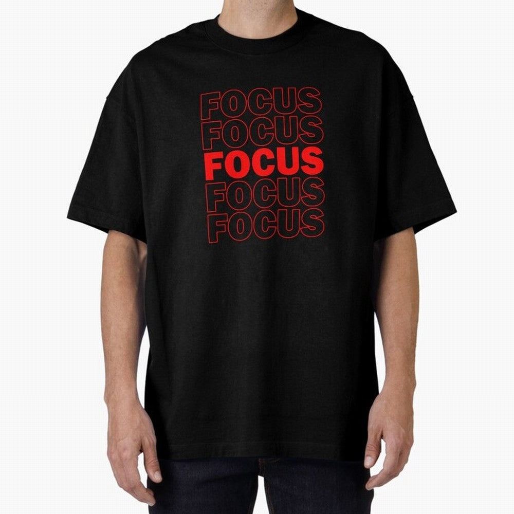 Focus Focus Focus (Red) Oversized T-Shirt Showcase FIFA World Cup 2026 USA Canada Mexico Spirit, Capturing Portugal, Spain and Germany, Neymar, Vintage Soccer Flavor, Modern Football Stars, National Flags and Final Night Emotion; Built for