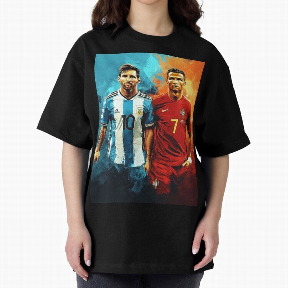 Lionel Messi and Cristiano Ronaldo Oversized T-Shirt Make Game Day About Match Day Hype around FIFA World Cup 2026, Mbappe and Neymar, France, Football Passion, Legendary Performances, Festival Vibes and Supporter Community; Created for Match Day
