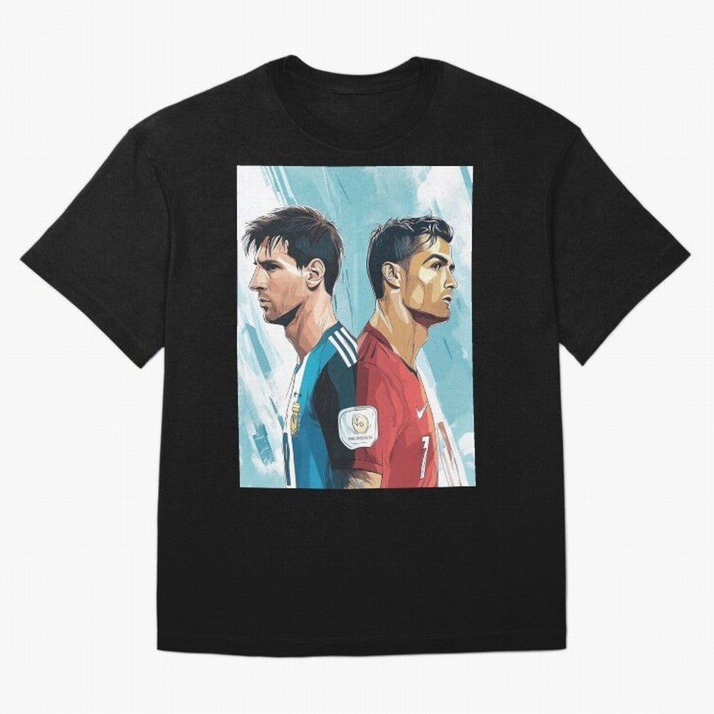 Lionel Messi and Cristiano Ronaldo Oversized T-Shirt Support the Legends of Global Football Passion for FIFA World Cup 2026 Group Stage, Centered on Cristiano Ronaldo, Haaland and CR7, England and Germany, Championship Spirit, Famous Goals, Roaring