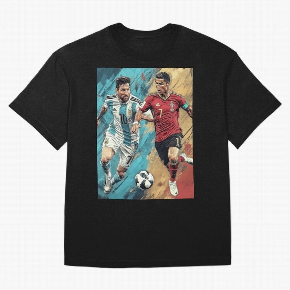 Lionel Messi and Cristiano Ronaldo Oversized T-Shirt Celebrate Fan Favorites in the FIFA World Cup 2026 Group Stage Journey through Cristiano Ronaldo, Haaland and CR7 Highlights, Netherlands Pride, Worldwide Fan Energy, Dramatic Goals, Stadium