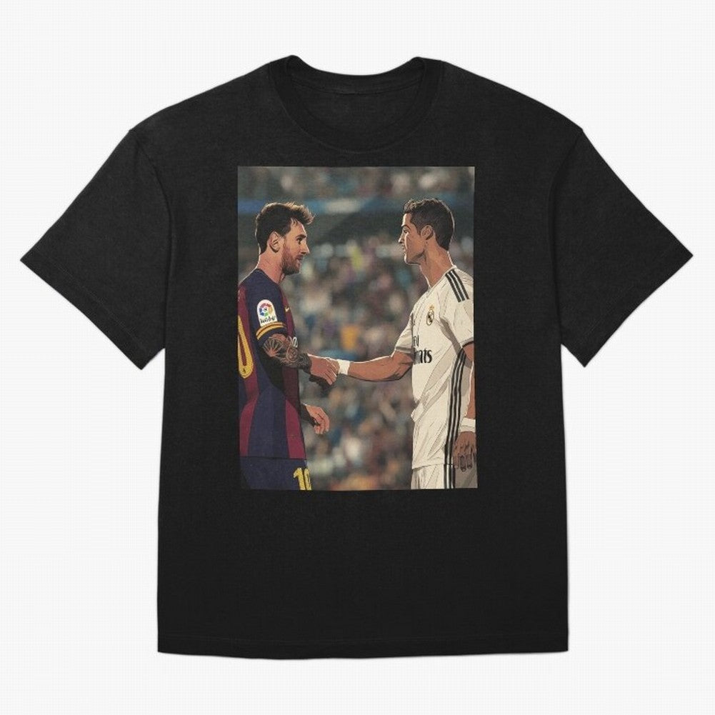 Lionel Messi and Cristiano Ronaldo Oversized T-Shirt Celebrate National Team Dreams in FIFA World Cup 2026 Spirit, with France, Messi, Vintage Soccer Flavor, Modern Football Stars, National Flags and Final Night Emotion; Made for Collectors Who