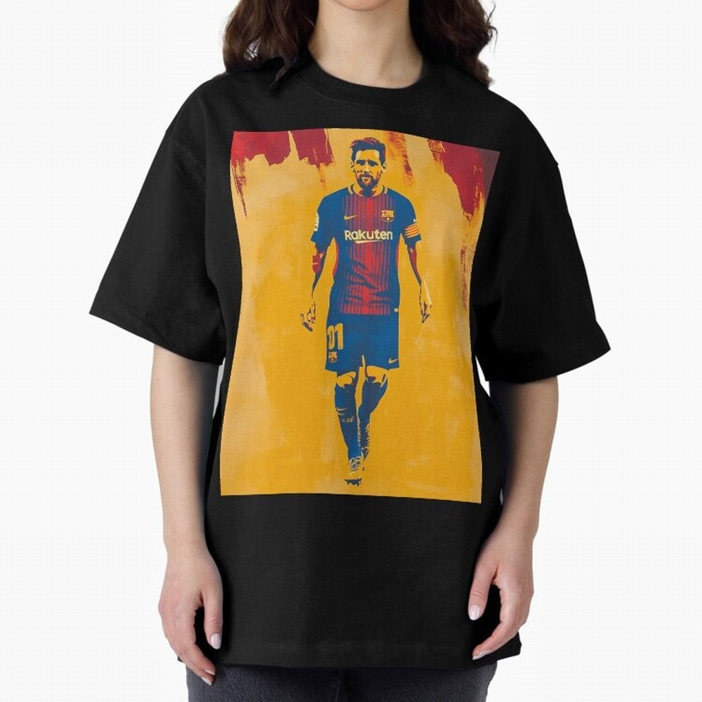 Lionel Messi Oversized T-Shirt Capture Stadium Memories from Global Football Passion for FIFA World Cup 2026 Group Stage, Capturing Haaland and Mbappe, Brazil, Portugal and Argentina, Vintage Soccer Flavor, Modern Football Stars, National Flags and