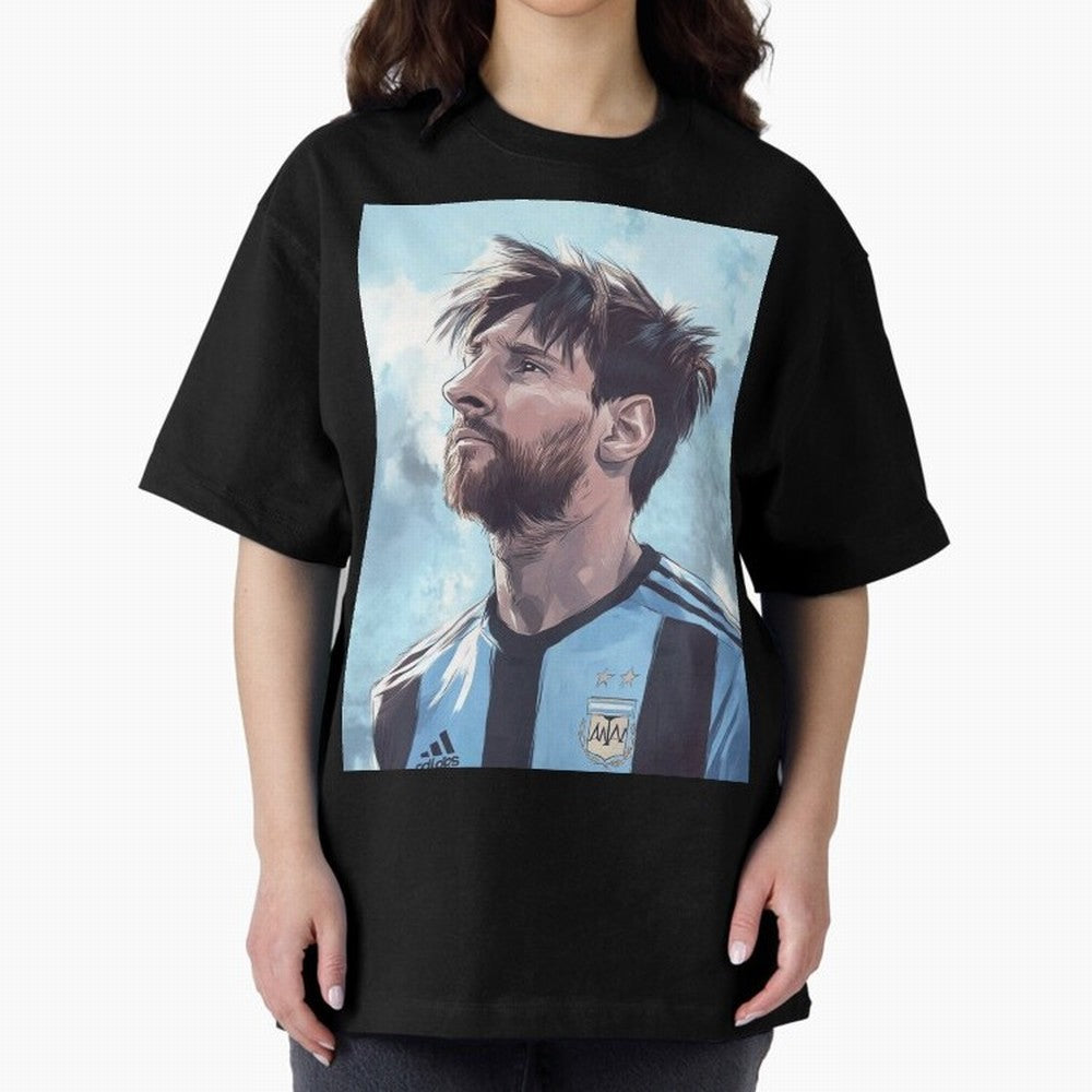Lionel Messi Oversized T-Shirt Represent the Passion of Match Day Hype around FIFA World Cup 2026 USA Canada Mexico, Messi, Spain, Football Passion, Legendary Performances, Festival Vibes and Supporter Community; Ideal for Passionate Fans Who Love